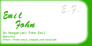 emil fohn business card